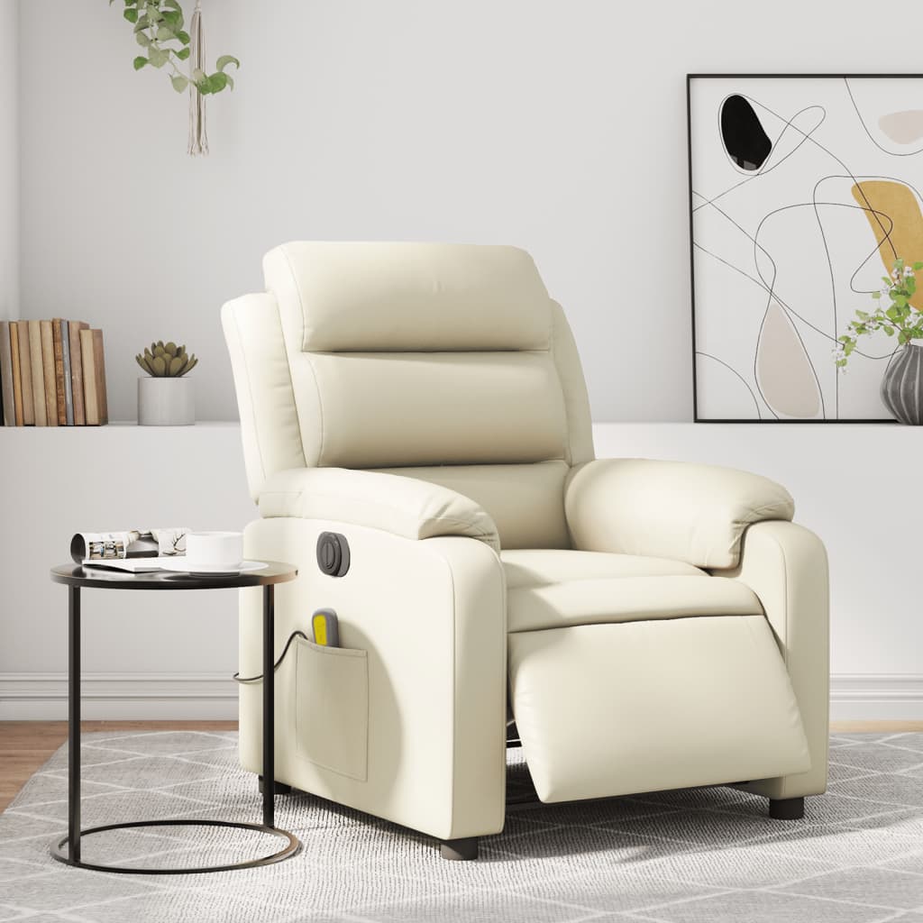 Fauteuil de massage inclinable électrique crème similicuir - XIOS