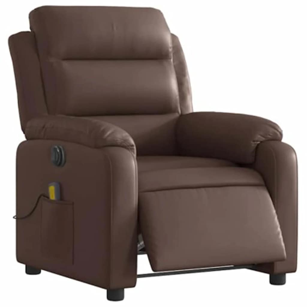 Fauteuil de massage inclinable électrique marron similicuir - XIOS