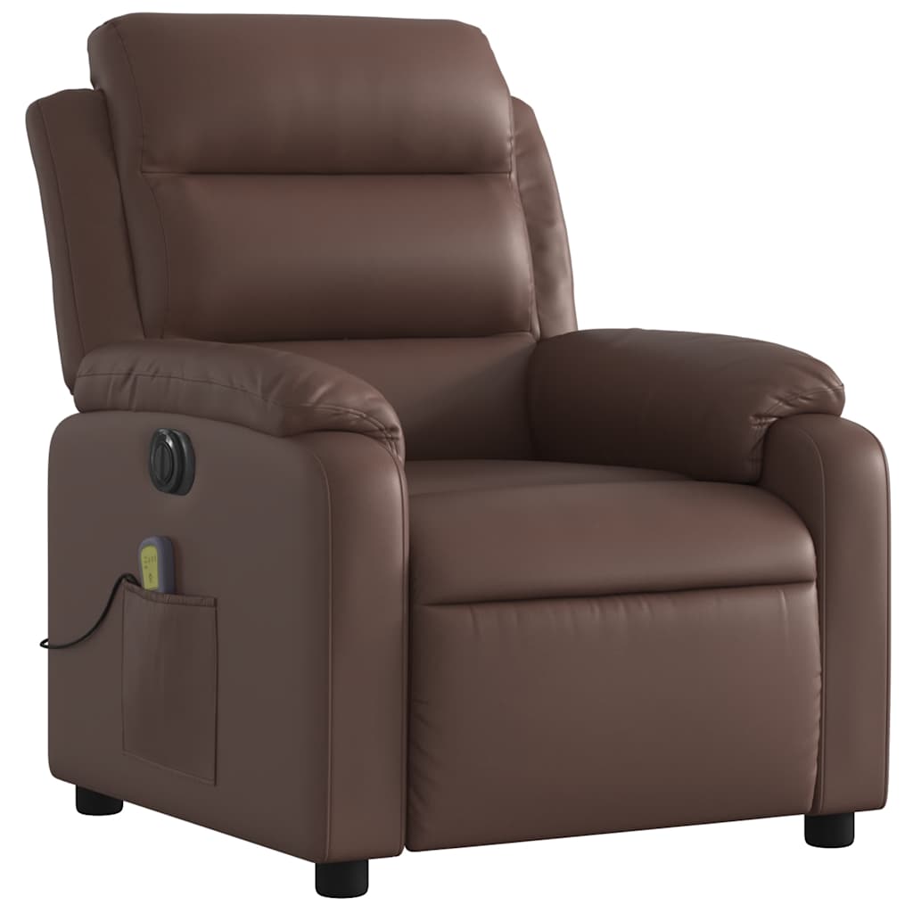 Fauteuil de massage inclinable électrique marron similicuir - XIOS