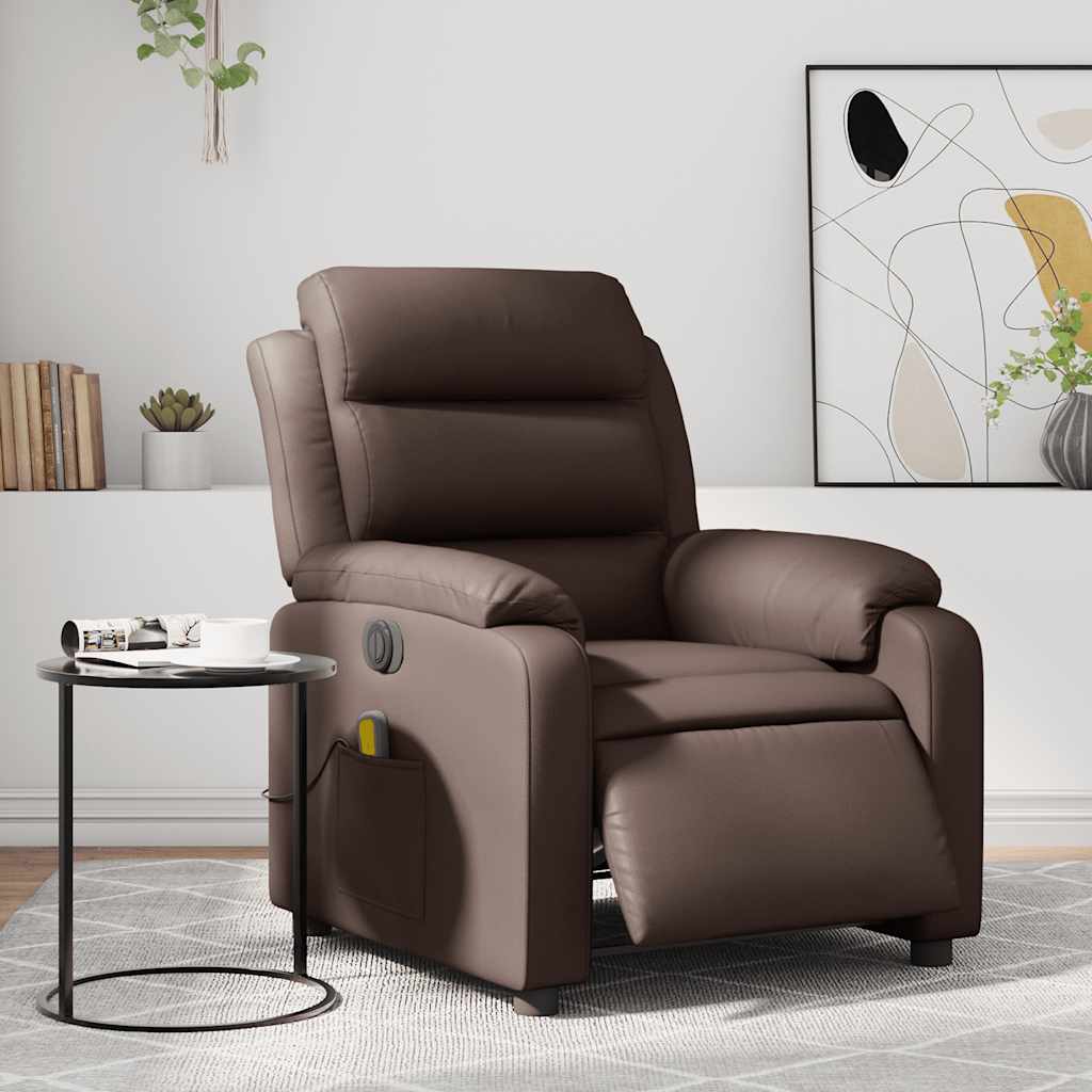 Fauteuil de massage inclinable électrique marron similicuir - XIOS