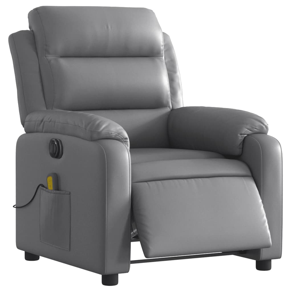 Fauteuil de massage inclinable électrique gris similicuir - XIOS
