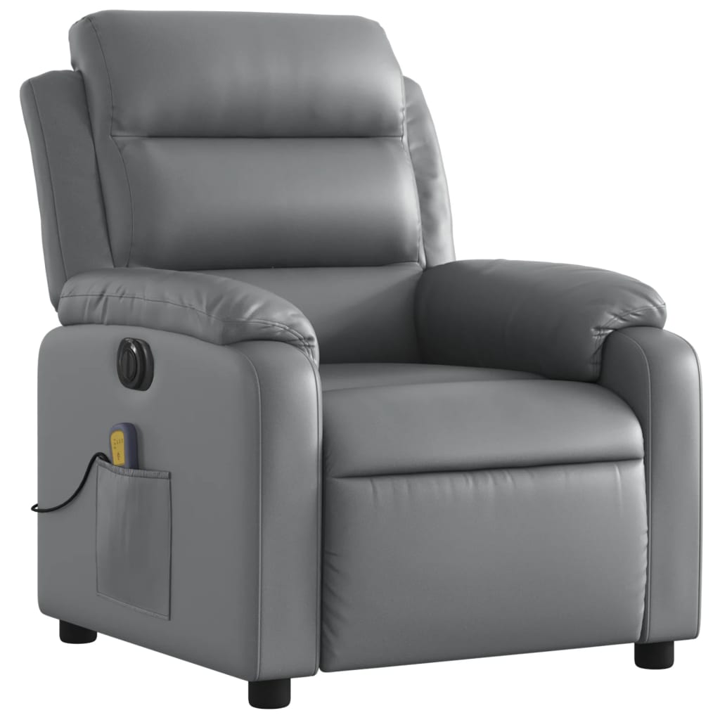 Fauteuil de massage inclinable électrique gris similicuir - XIOS