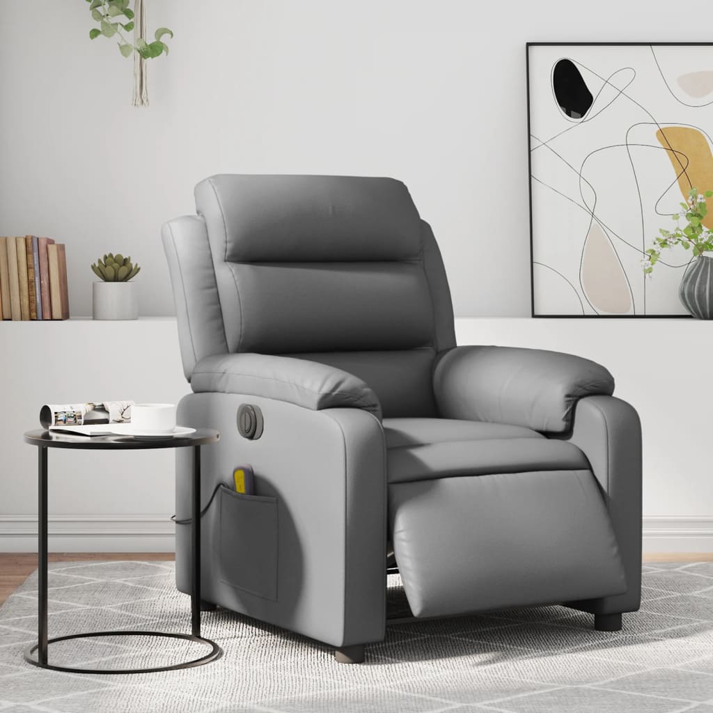 Fauteuil de massage inclinable électrique gris similicuir - XIOS