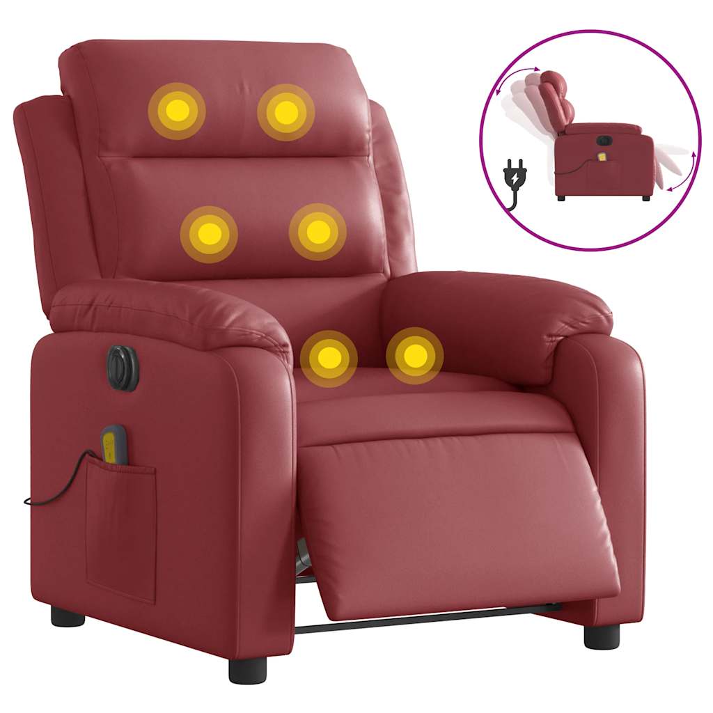 Fauteuil de massage inclinable électrique rouge bordeaux - XIOS