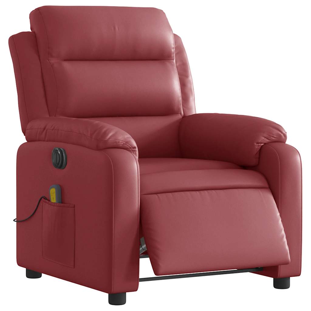 Fauteuil de massage inclinable électrique rouge bordeaux - XIOS