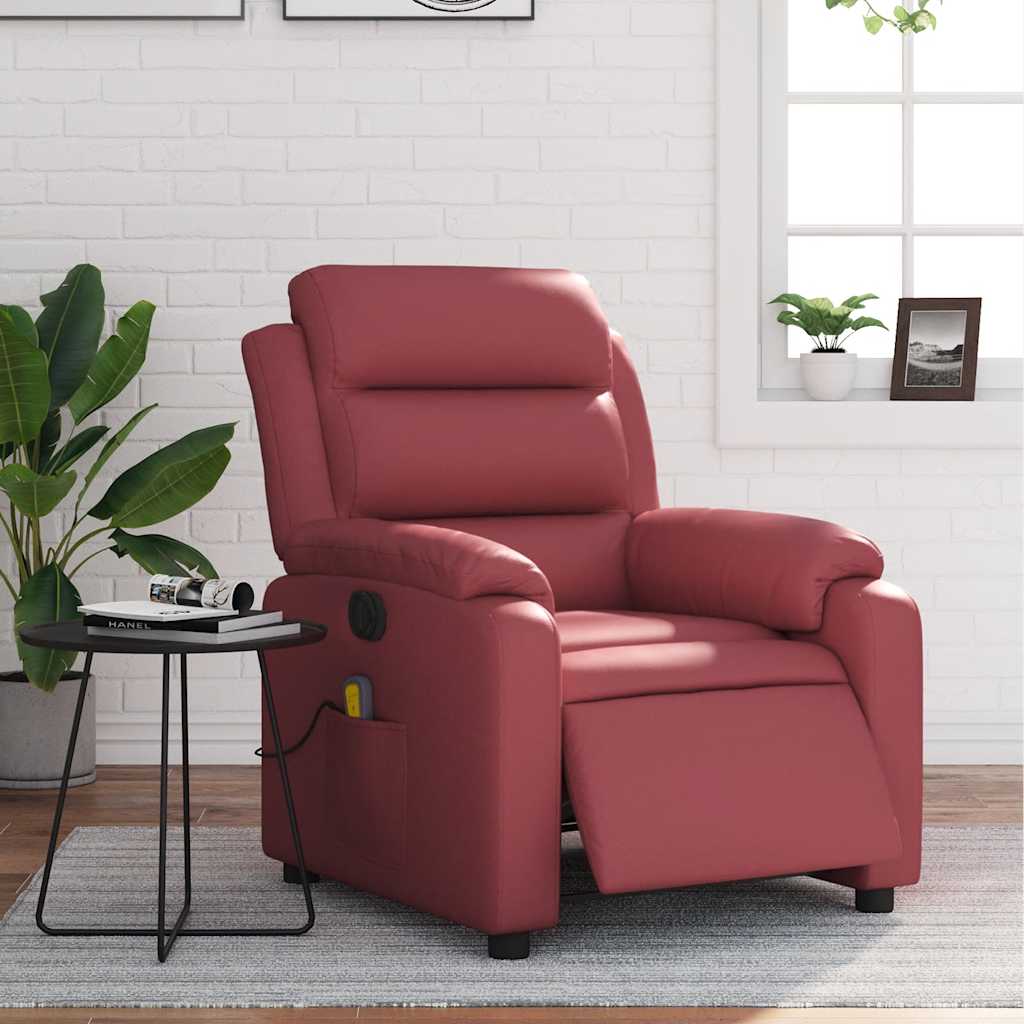 Fauteuil de massage inclinable électrique rouge bordeaux - XIOS