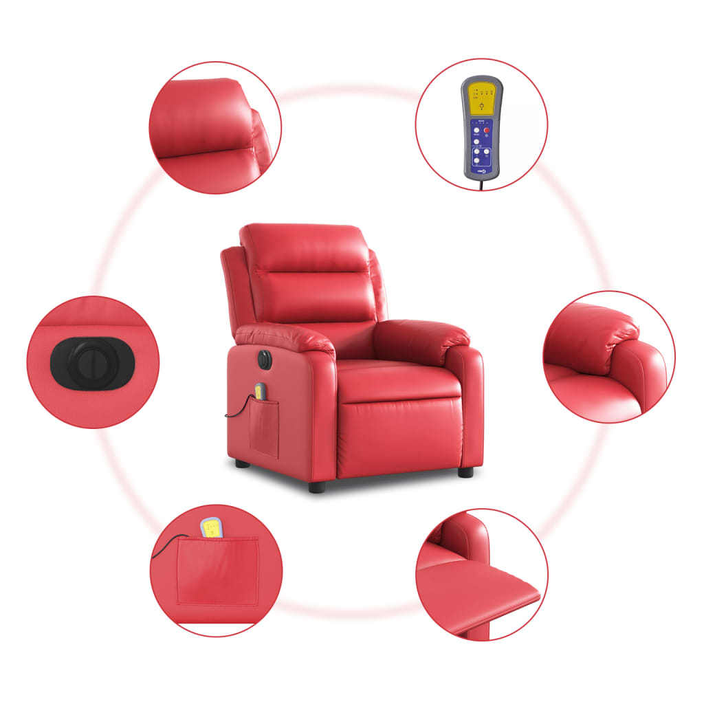 Fauteuil de massage inclinable électrique rouge similicuir - XIOS