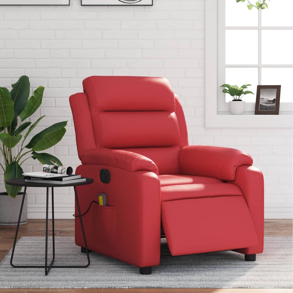 Fauteuil de massage inclinable électrique rouge similicuir - XIOS