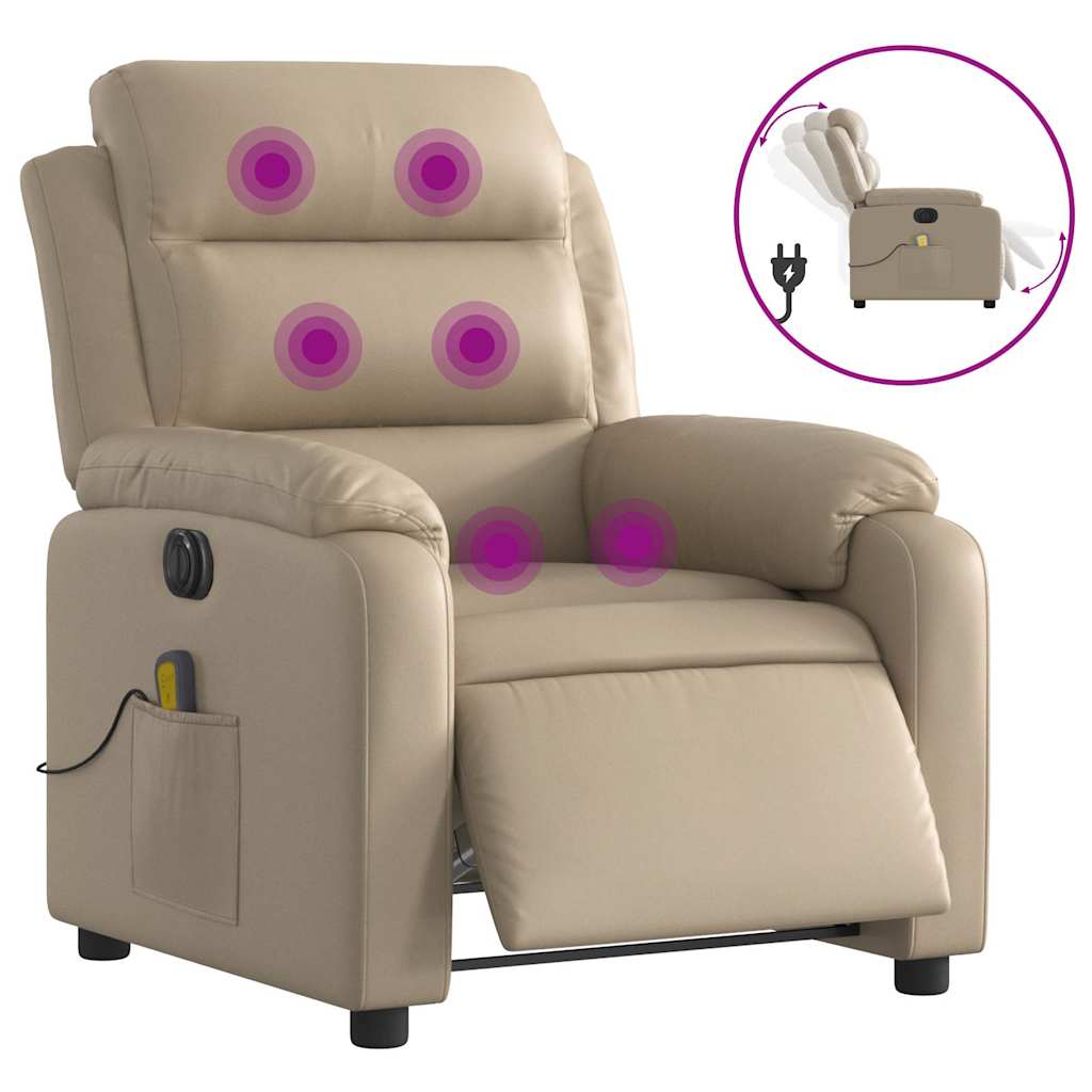 Fauteuil de massage inclinable électrique cappuccino similicuir - XIOS