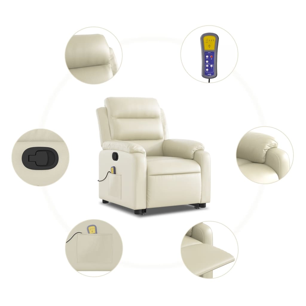 Fauteuil inclinable de massage Crème Similicuir - XIOS