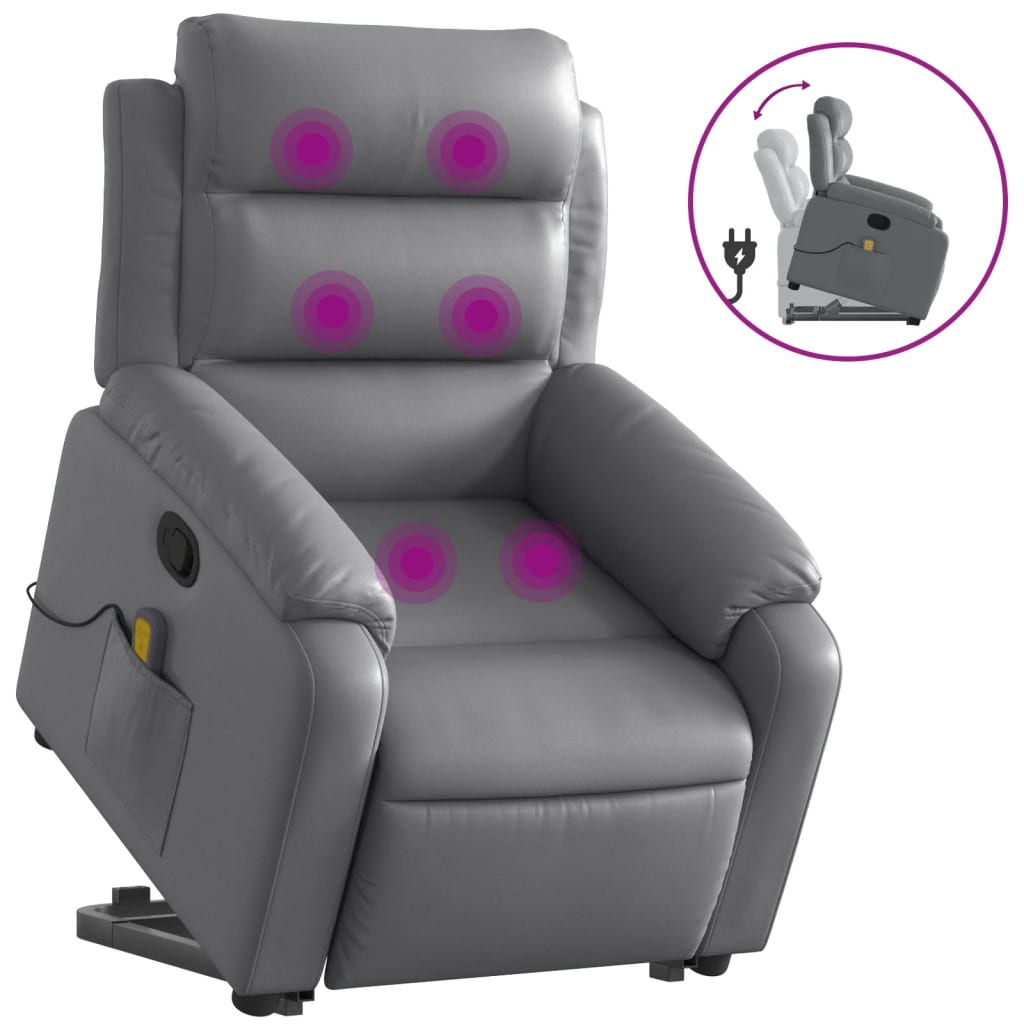 Fauteuil inclinable de massage Gris Similicuir - XIOS