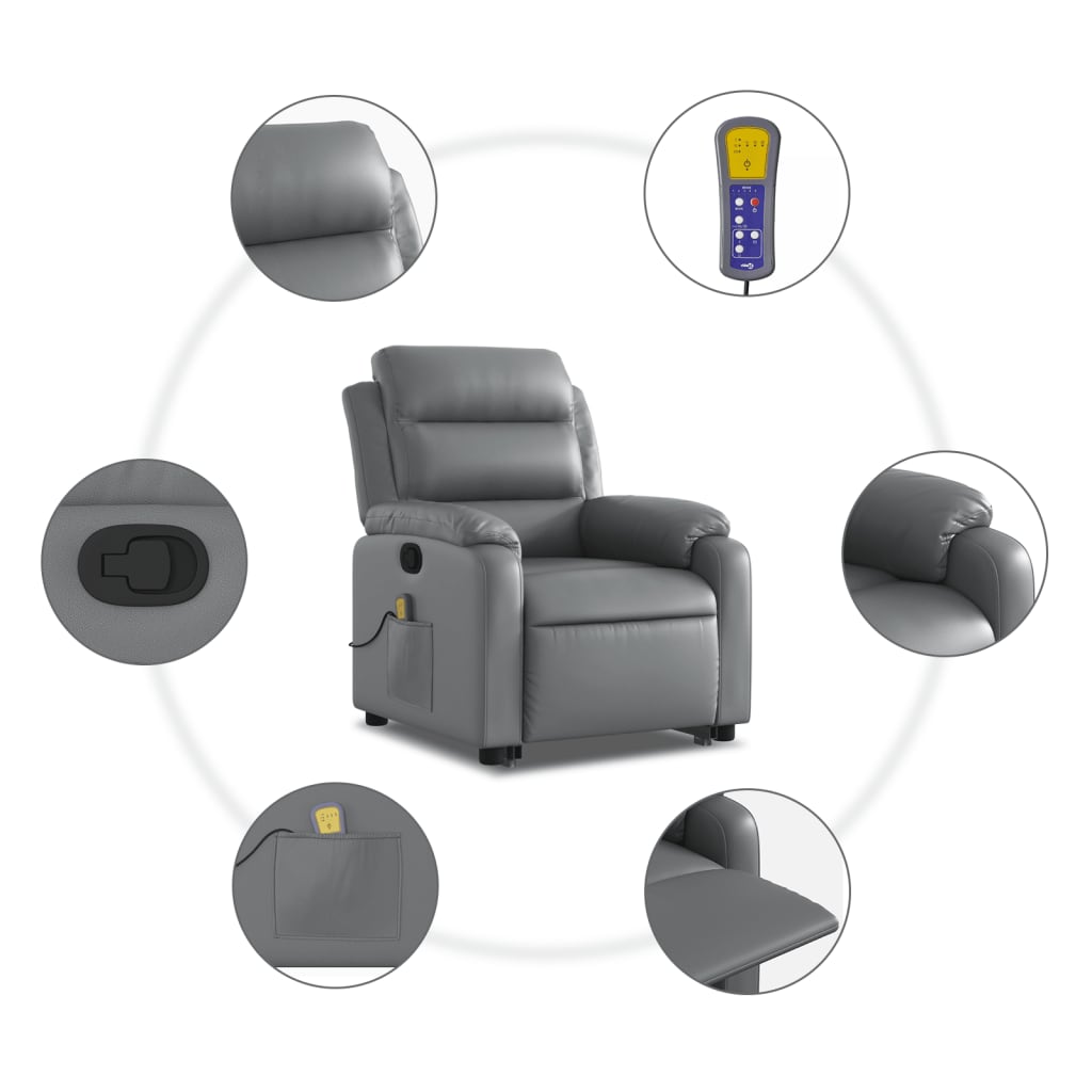 Fauteuil inclinable de massage Gris Similicuir - XIOS