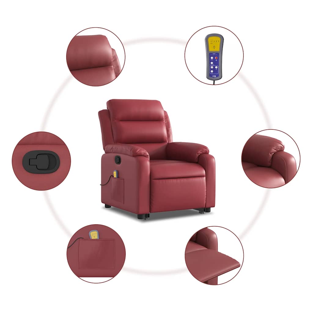 Fauteuil inclinable de massage Rouge bordeaux Similicuir - XIOS