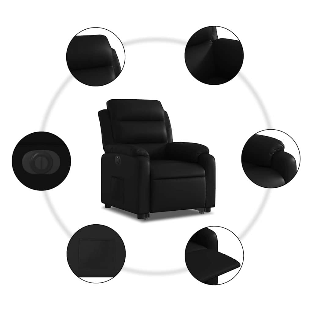 Fauteuil inclinable électrique noir similicuir