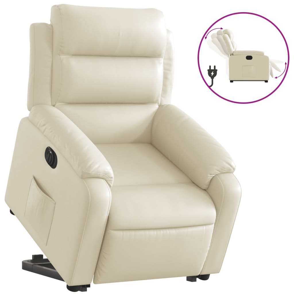Fauteuil inclinable électrique crème similicuir - XIOS