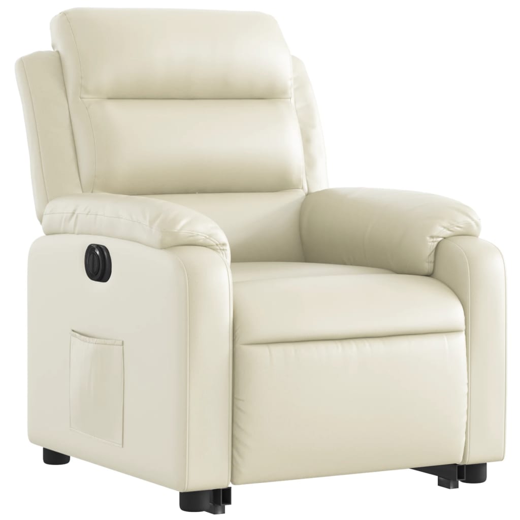 Fauteuil inclinable électrique crème similicuir