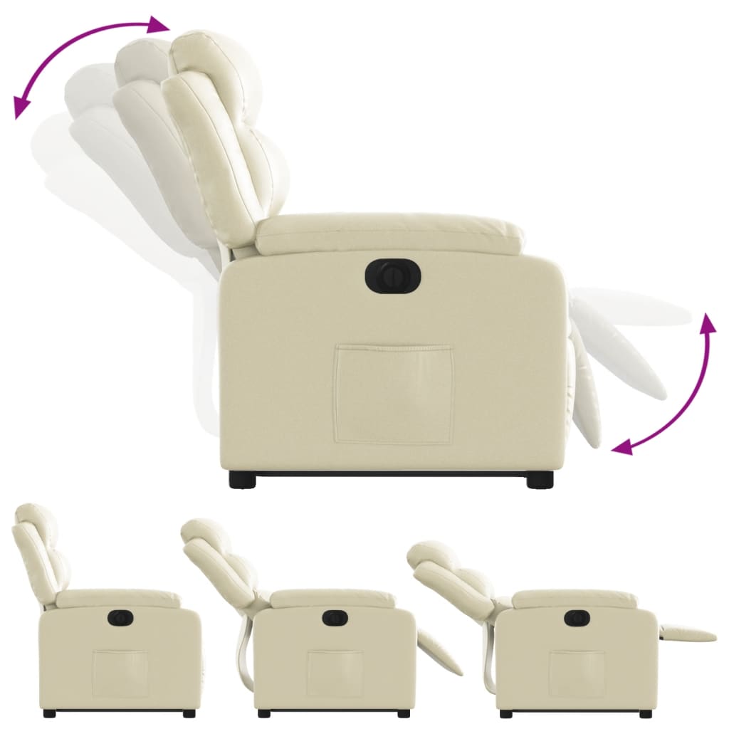 Fauteuil inclinable électrique crème similicuir