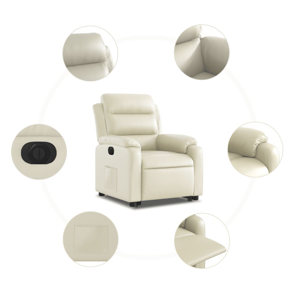Fauteuil inclinable électrique crème similicuir