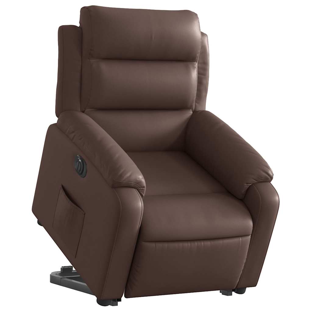 Fauteuil inclinable électrique marron similicuir