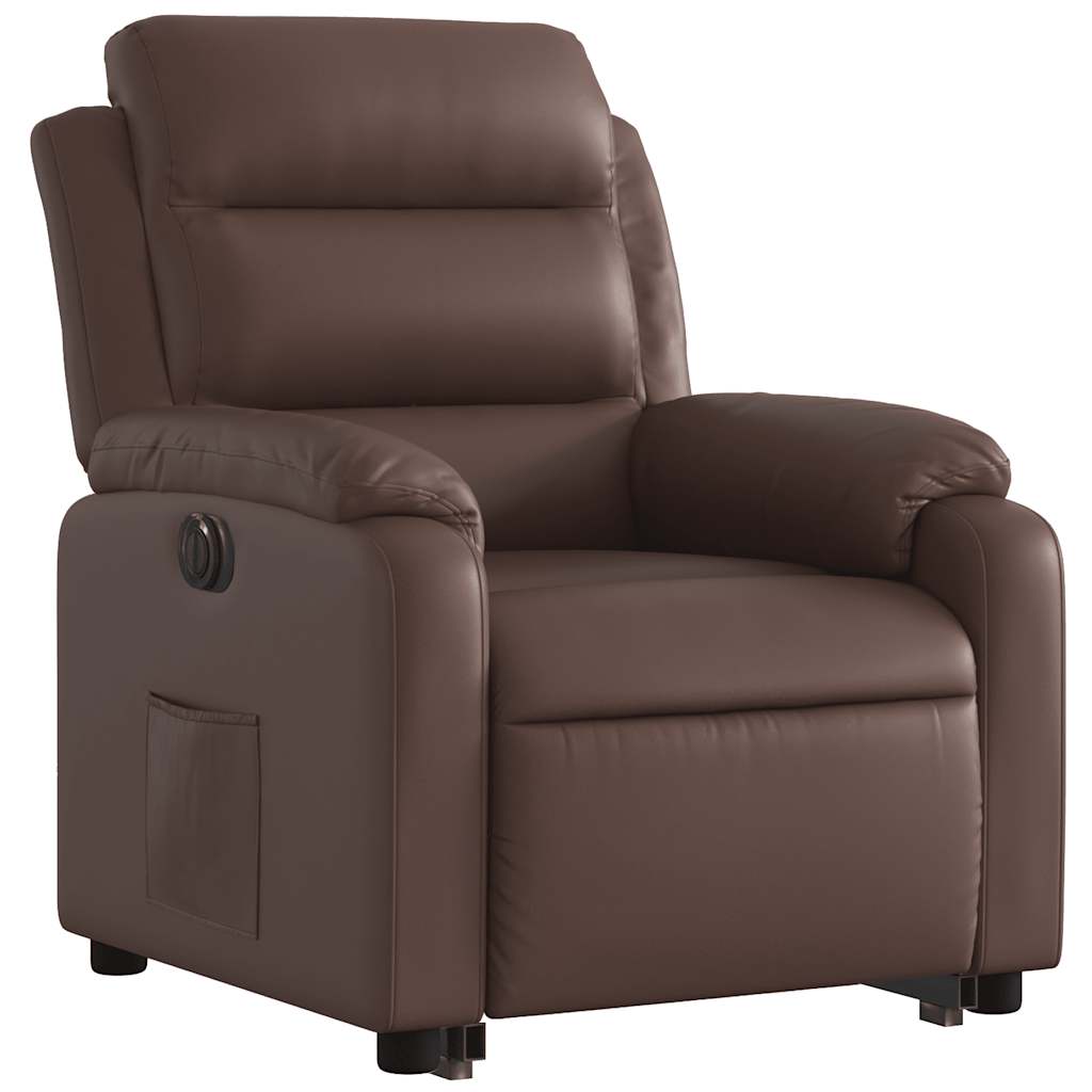 Fauteuil inclinable électrique marron similicuir
