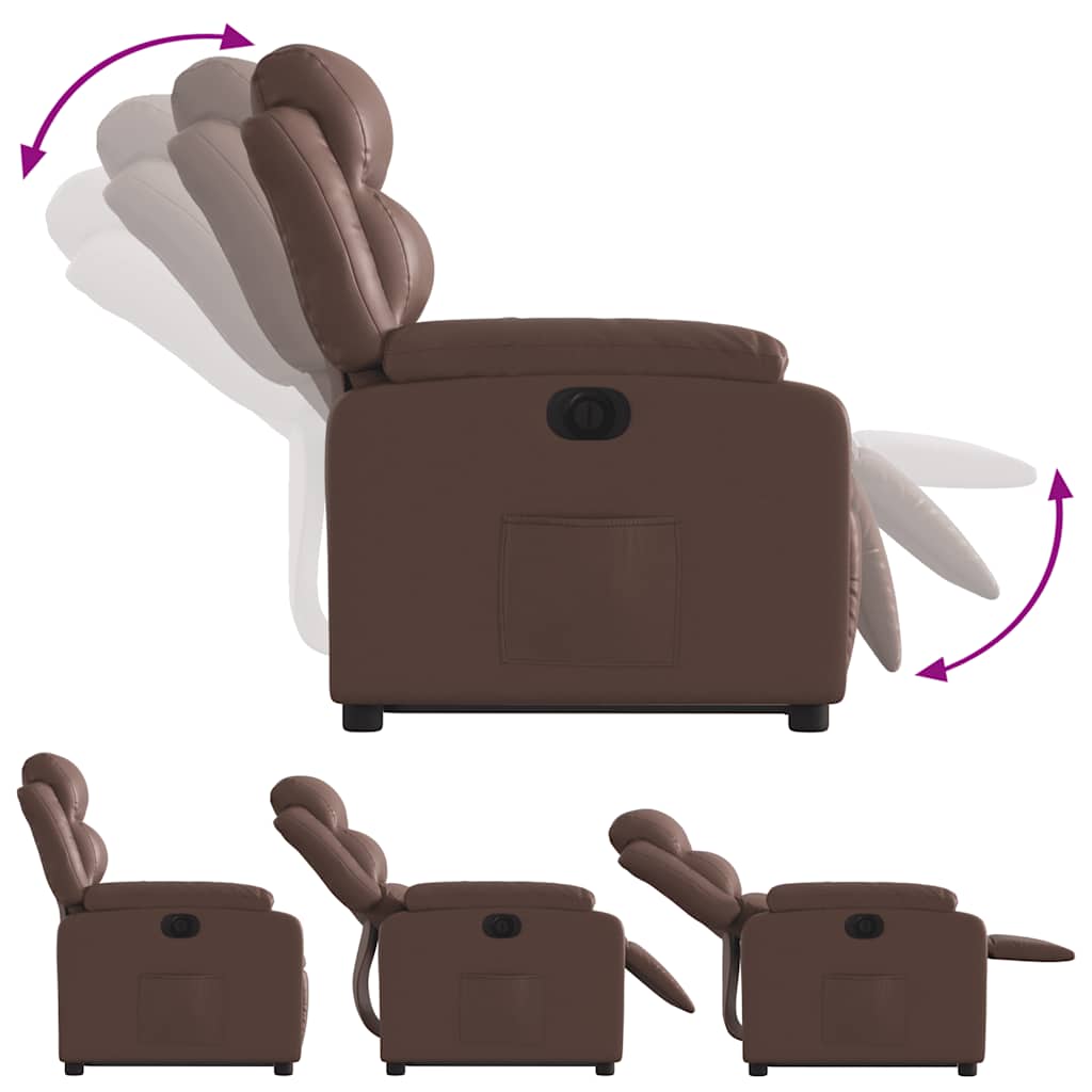 Fauteuil inclinable électrique marron similicuir