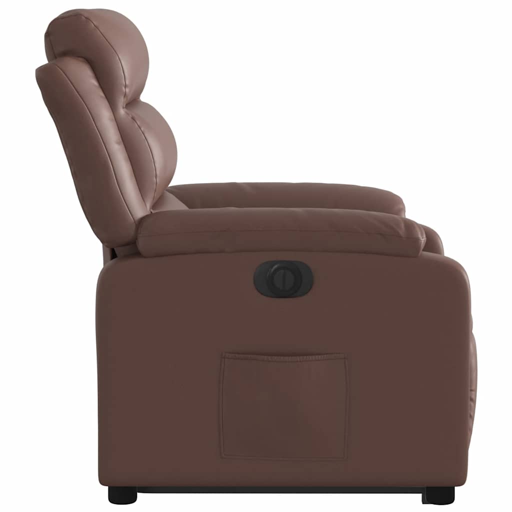 Fauteuil inclinable électrique marron similicuir