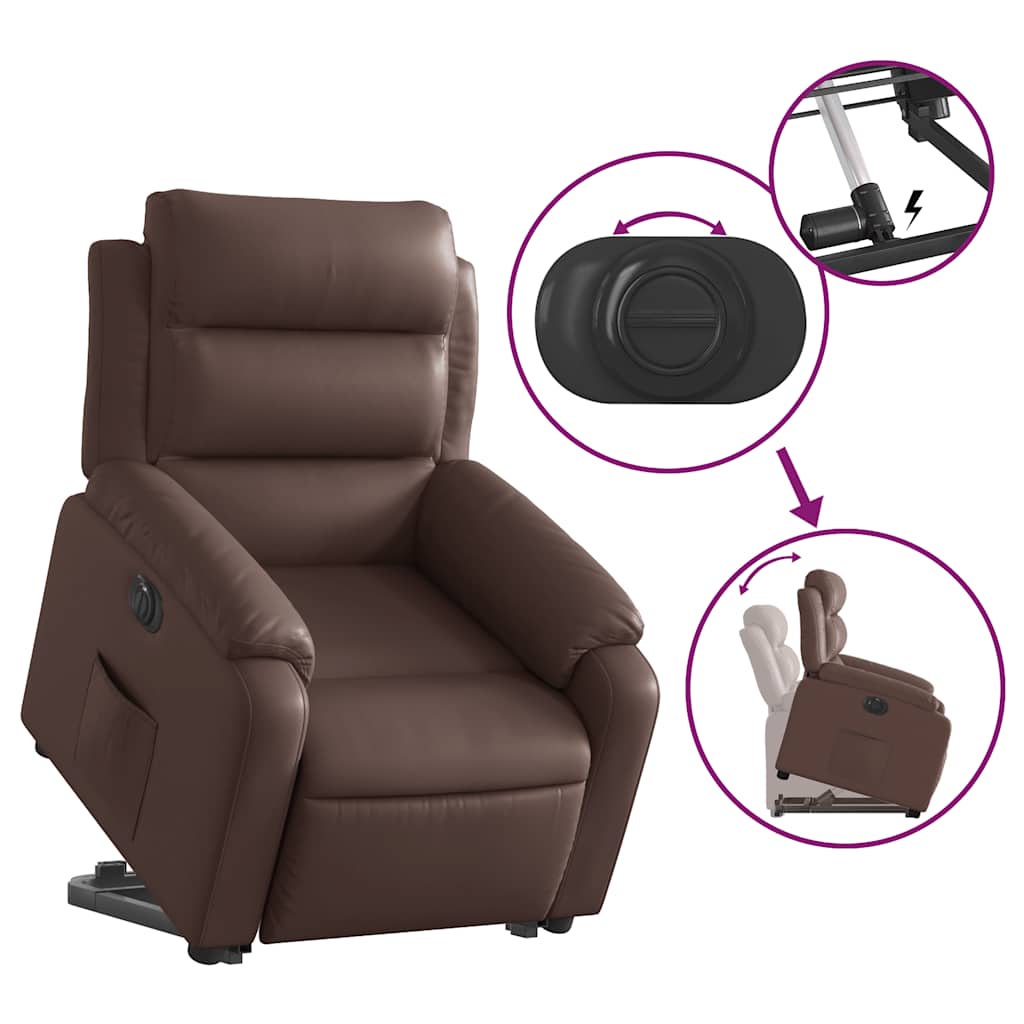 Fauteuil inclinable électrique marron similicuir