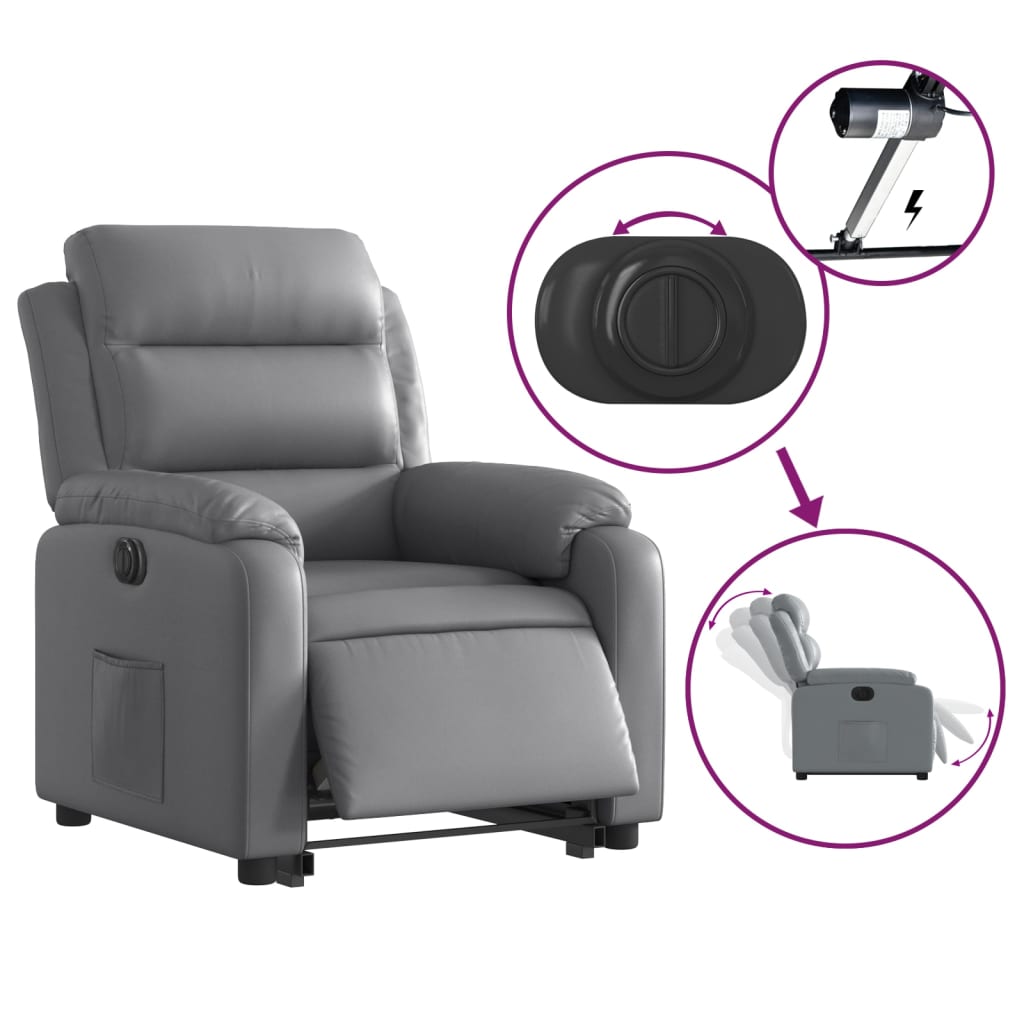 Fauteuil inclinable électrique gris similicuir - XIOS