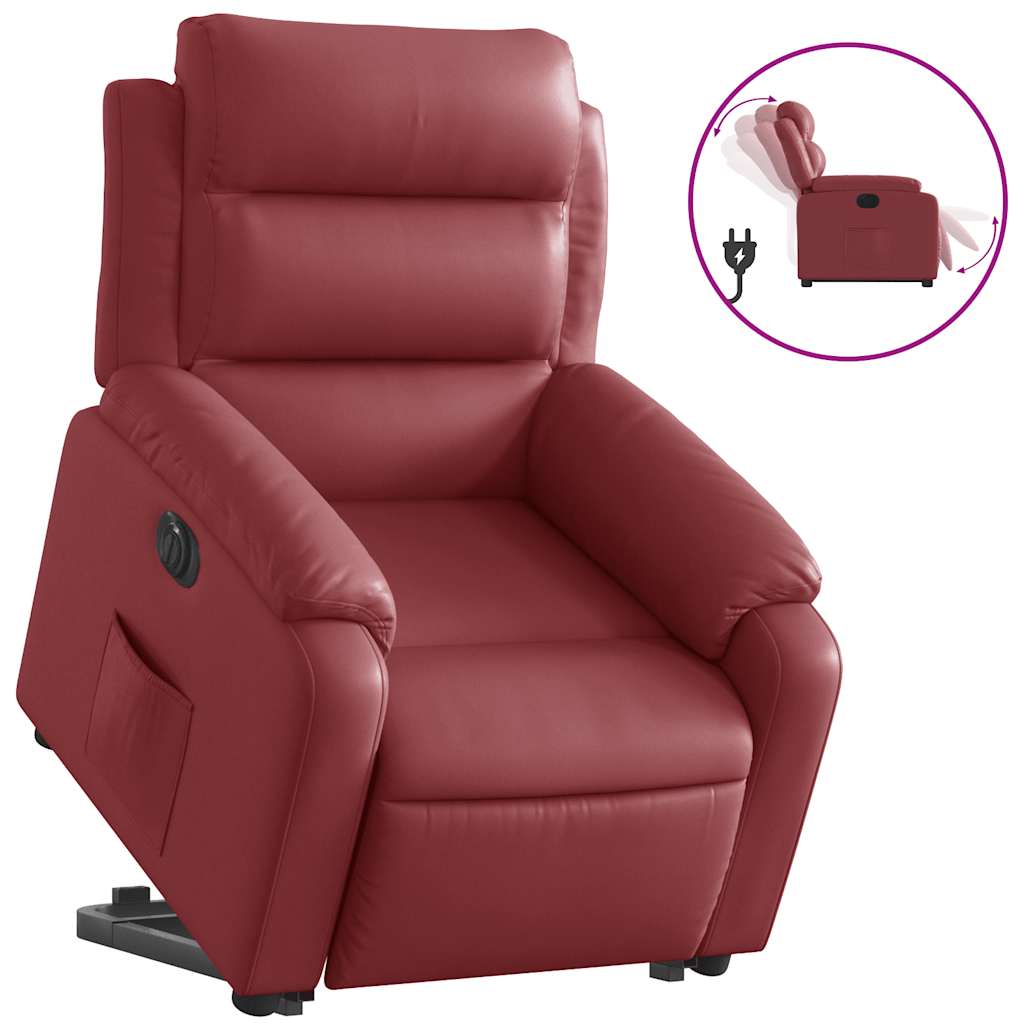 Fauteuil inclinable électrique rouge bordeaux similicuir - XIOS