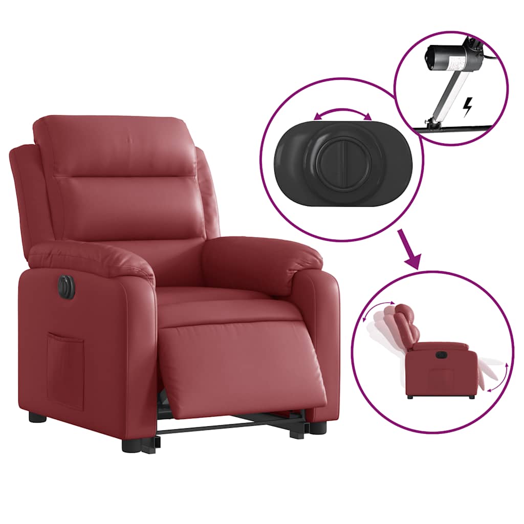 Fauteuil inclinable électrique rouge bordeaux similicuir - XIOS