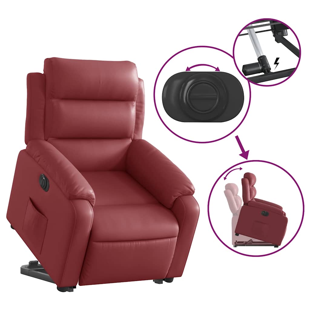 Fauteuil inclinable électrique rouge bordeaux similicuir - XIOS