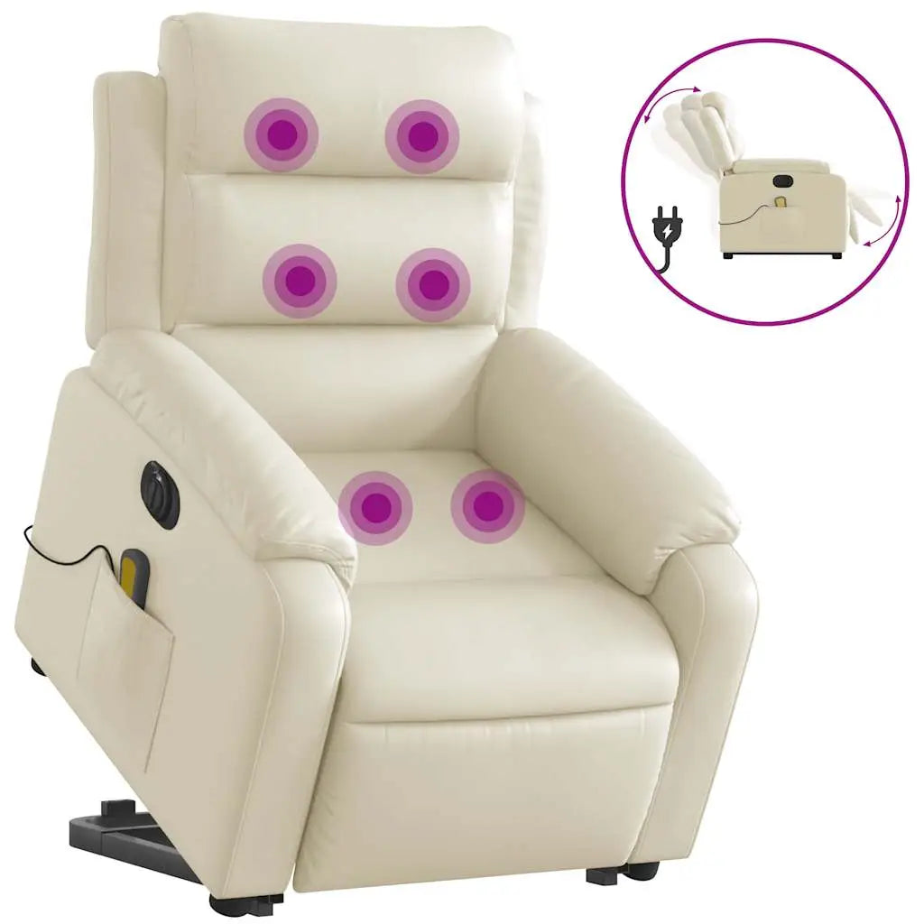Fauteuil inclinable de massage électrique crème similicuir - XIOS
