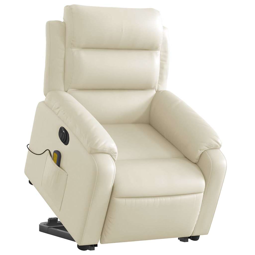 Fauteuil inclinable de massage électrique crème similicuir