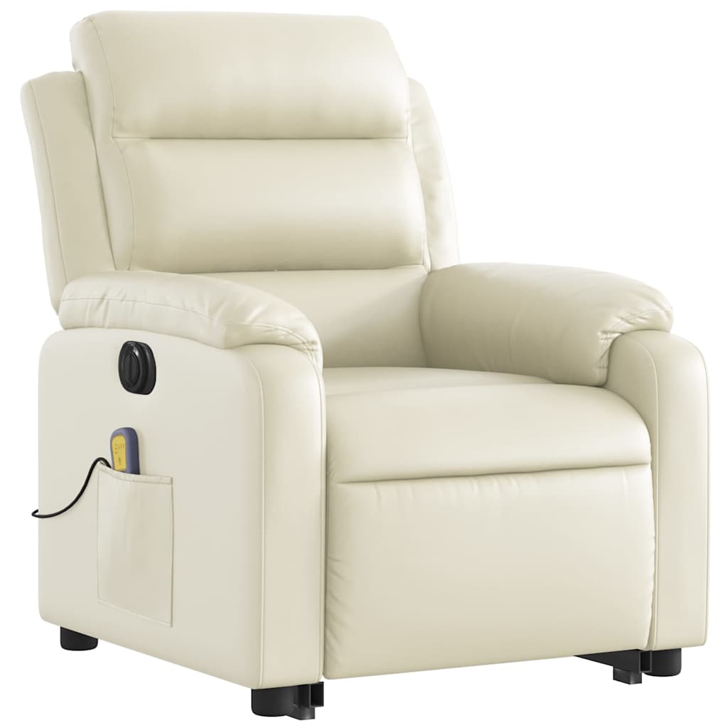 Fauteuil inclinable de massage électrique crème similicuir - XIOS