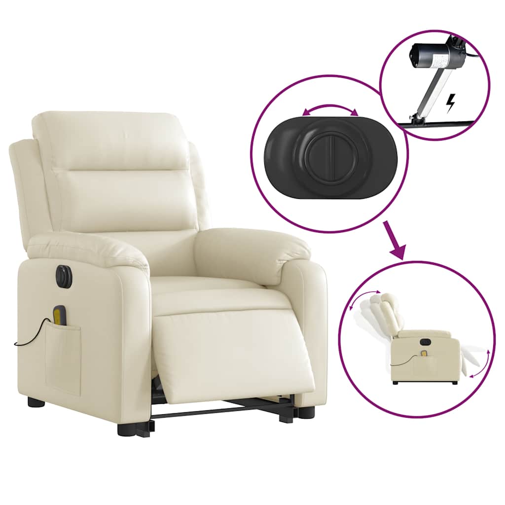 Fauteuil inclinable de massage électrique crème similicuir - XIOS
