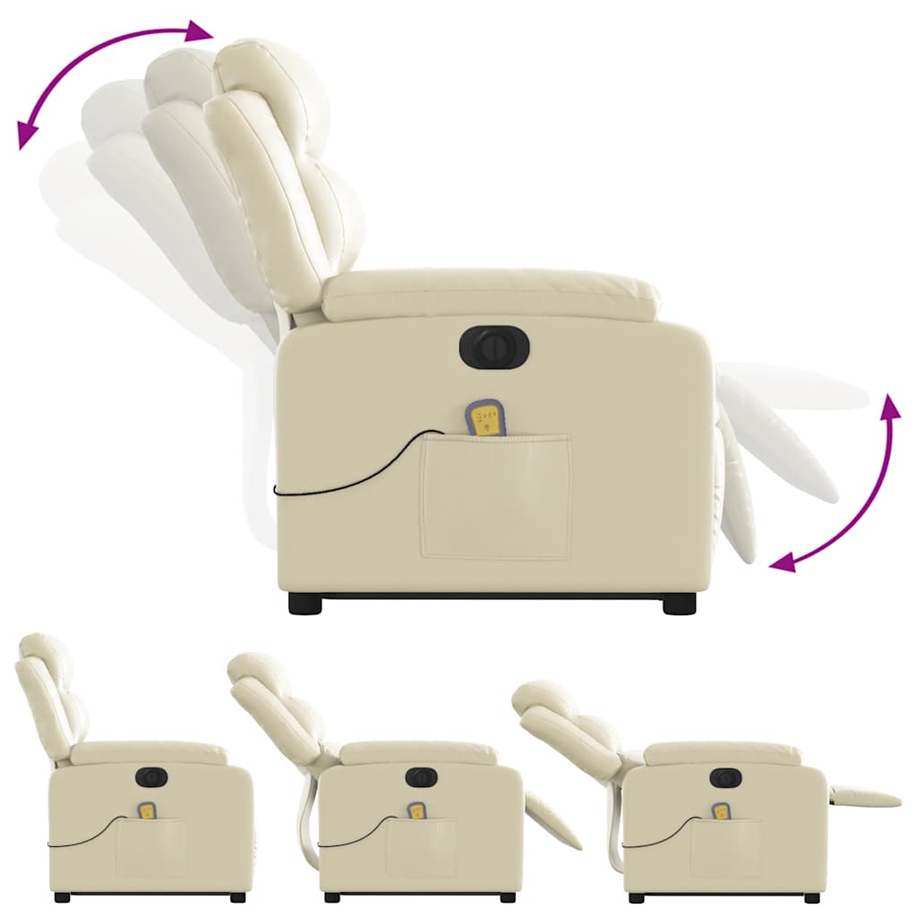 Fauteuil inclinable de massage électrique crème similicuir - XIOS