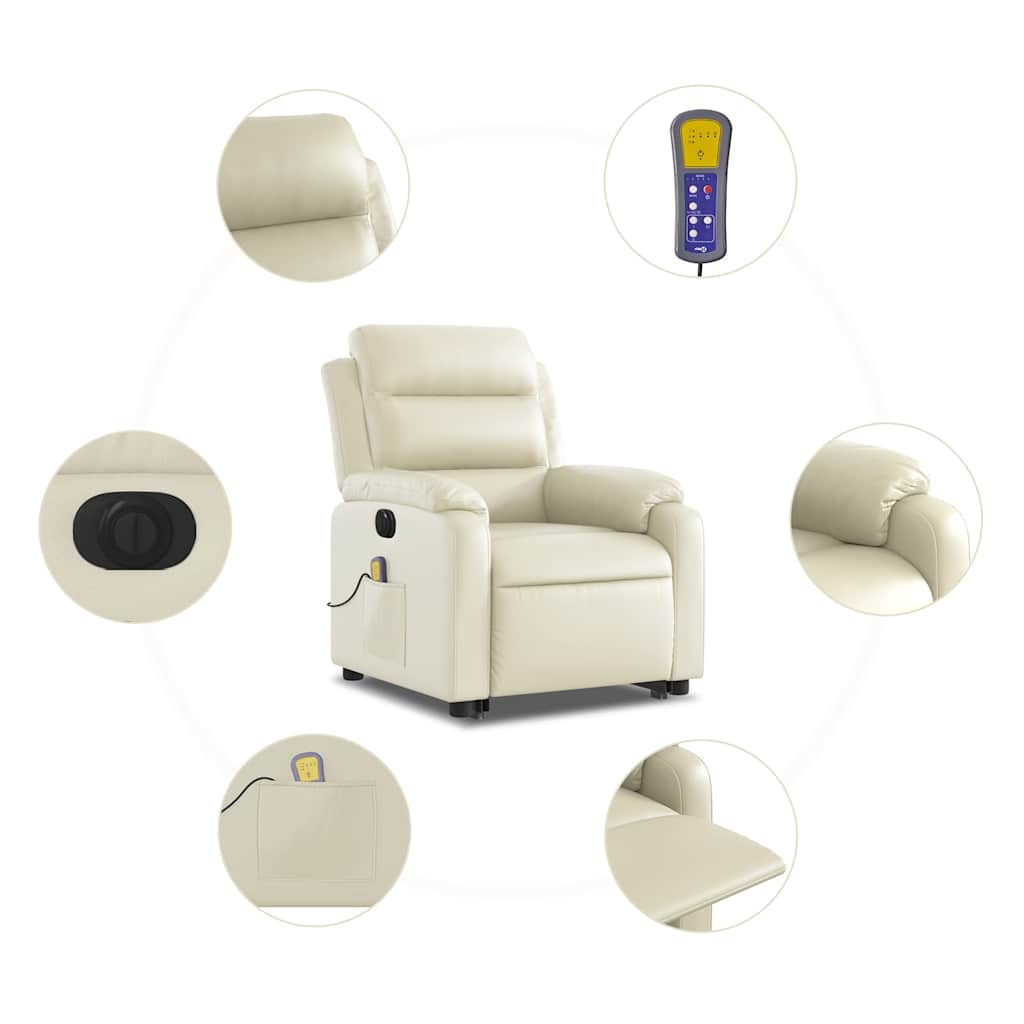 Fauteuil inclinable de massage électrique crème similicuir - XIOS