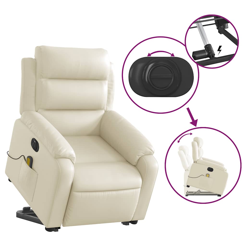 Fauteuil inclinable de massage électrique crème similicuir - XIOS