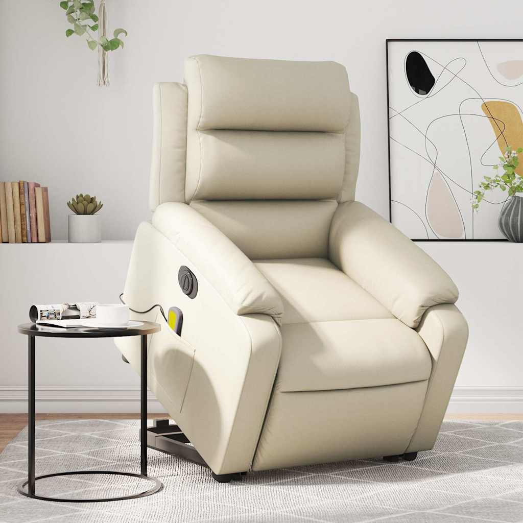Fauteuil inclinable de massage électrique crème similicuir - XIOS