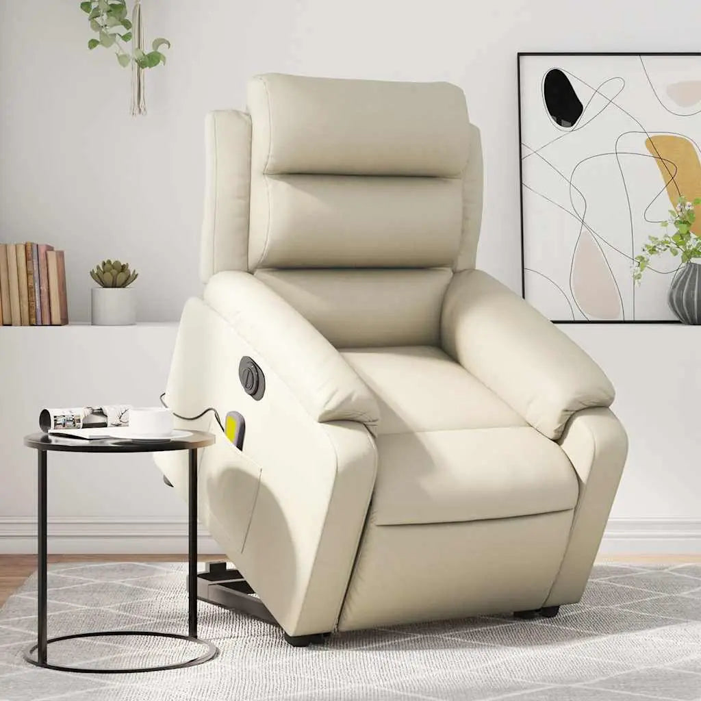 Fauteuil inclinable de massage électrique crème similicuir - XIOS