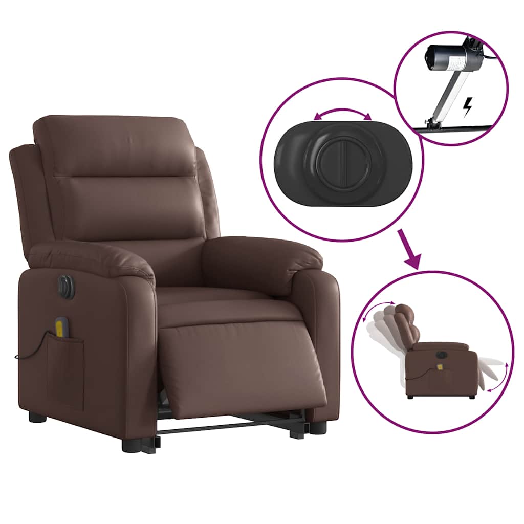 Fauteuil inclinable de massage électrique marron similicuir - XIOS