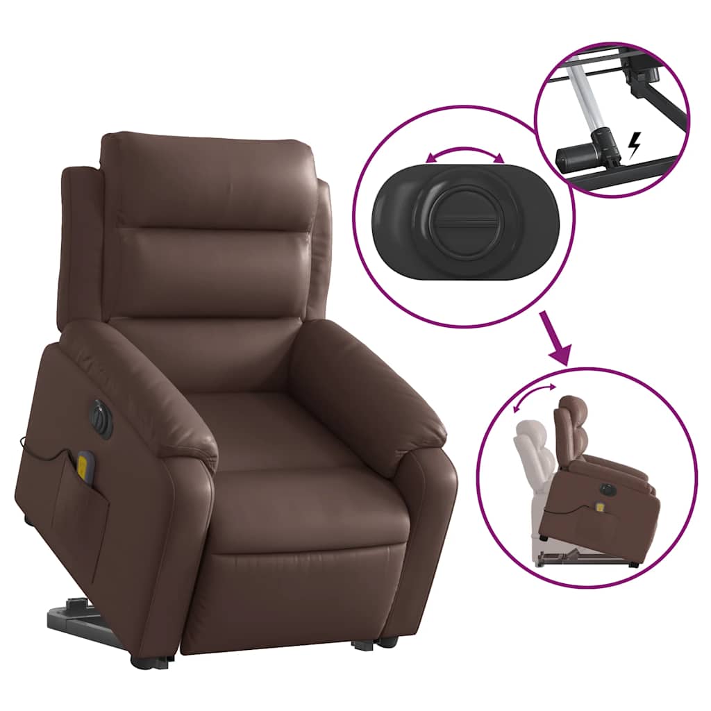 Fauteuil inclinable de massage électrique marron similicuir - XIOS