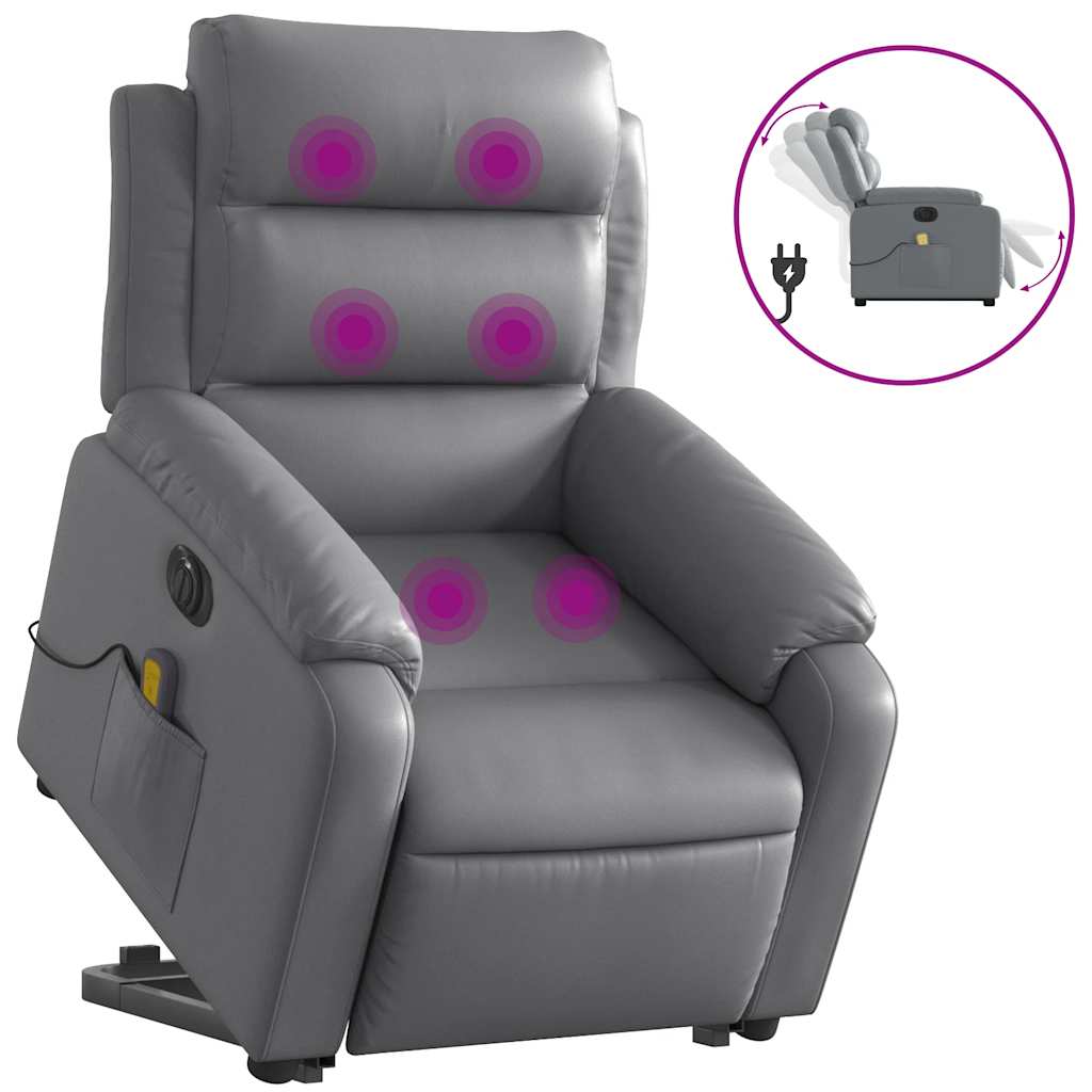Fauteuil inclinable de massage électrique gris similicuir - XIOS