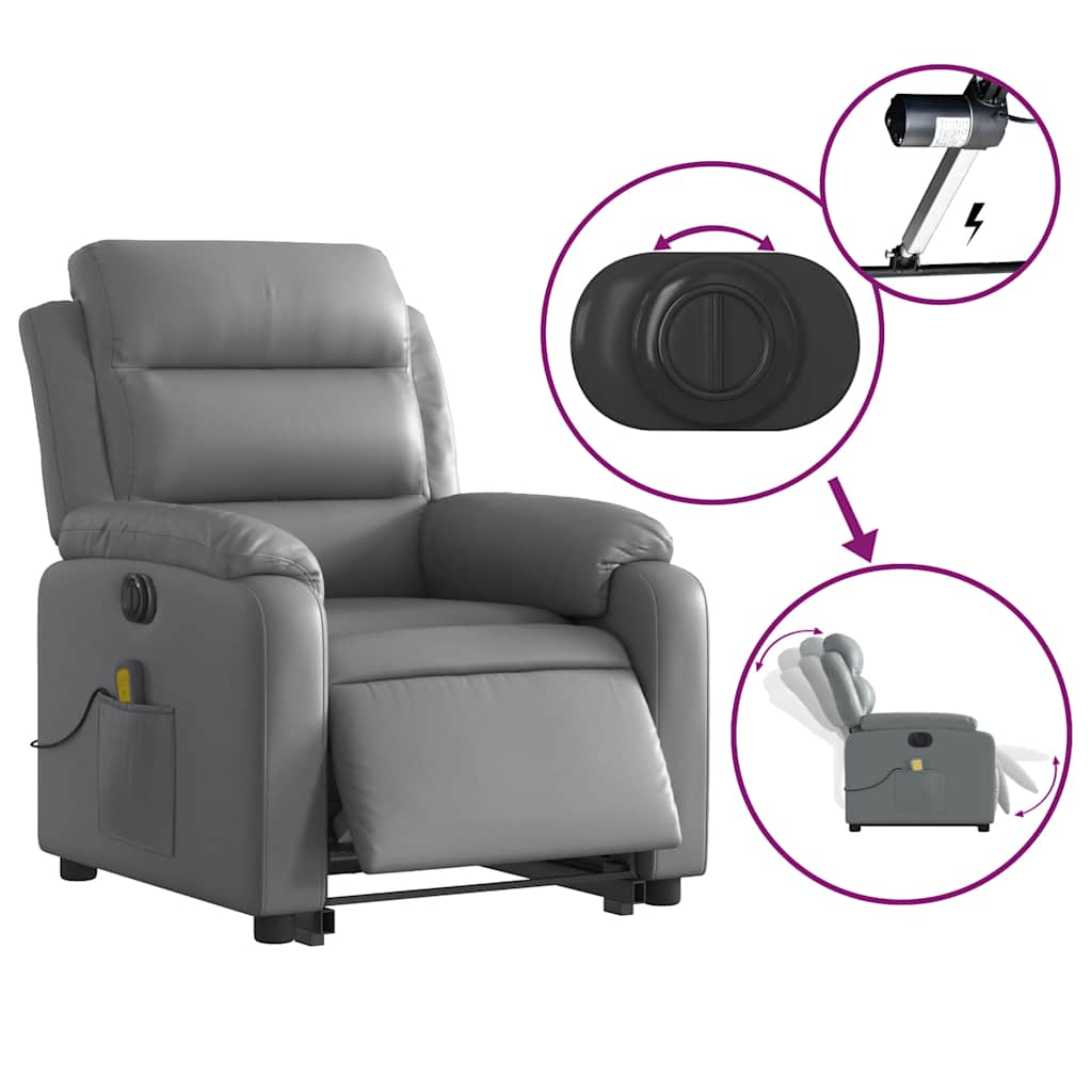 Fauteuil inclinable de massage électrique gris similicuir - XIOS