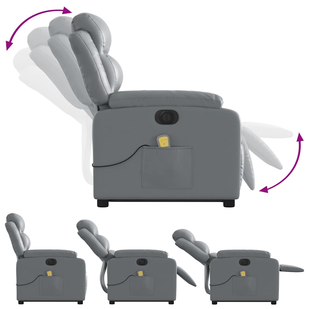 Fauteuil inclinable de massage électrique gris similicuir - XIOS