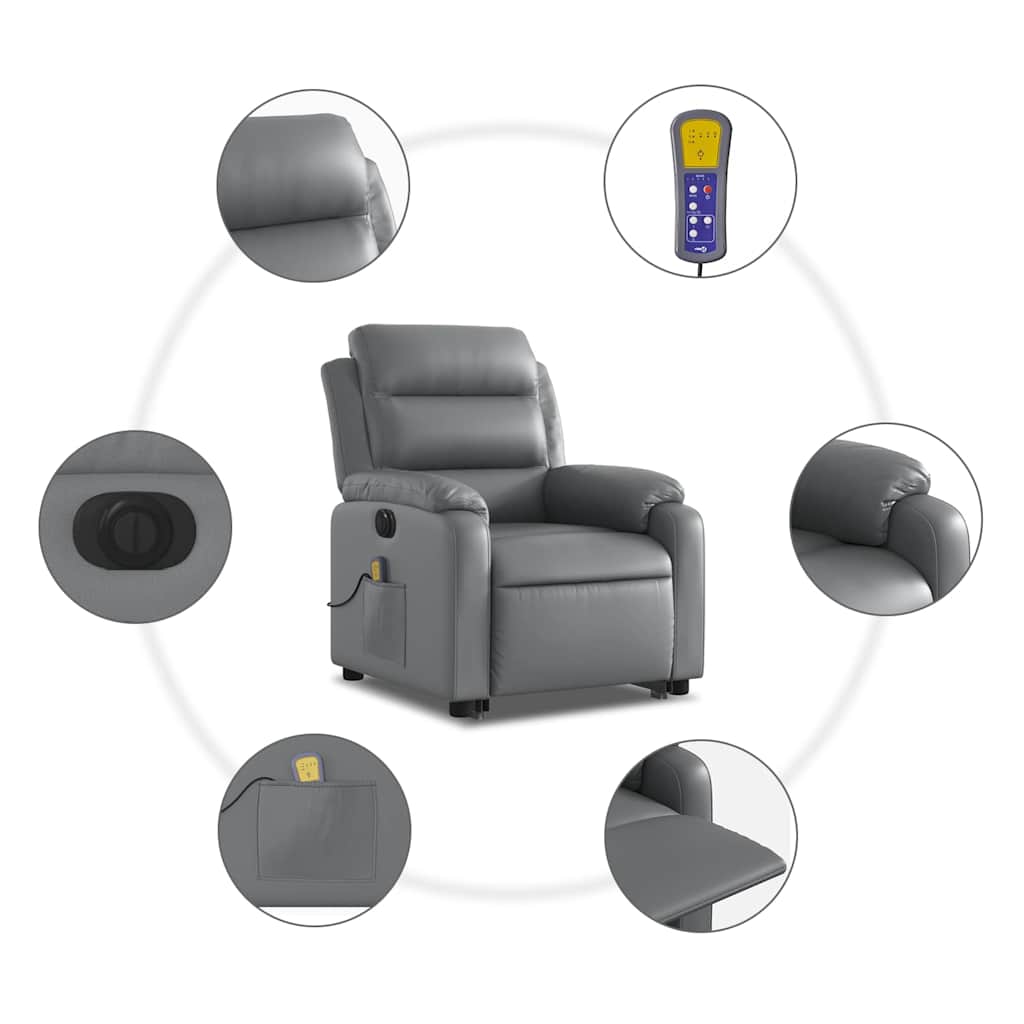 Fauteuil inclinable de massage électrique gris similicuir - XIOS