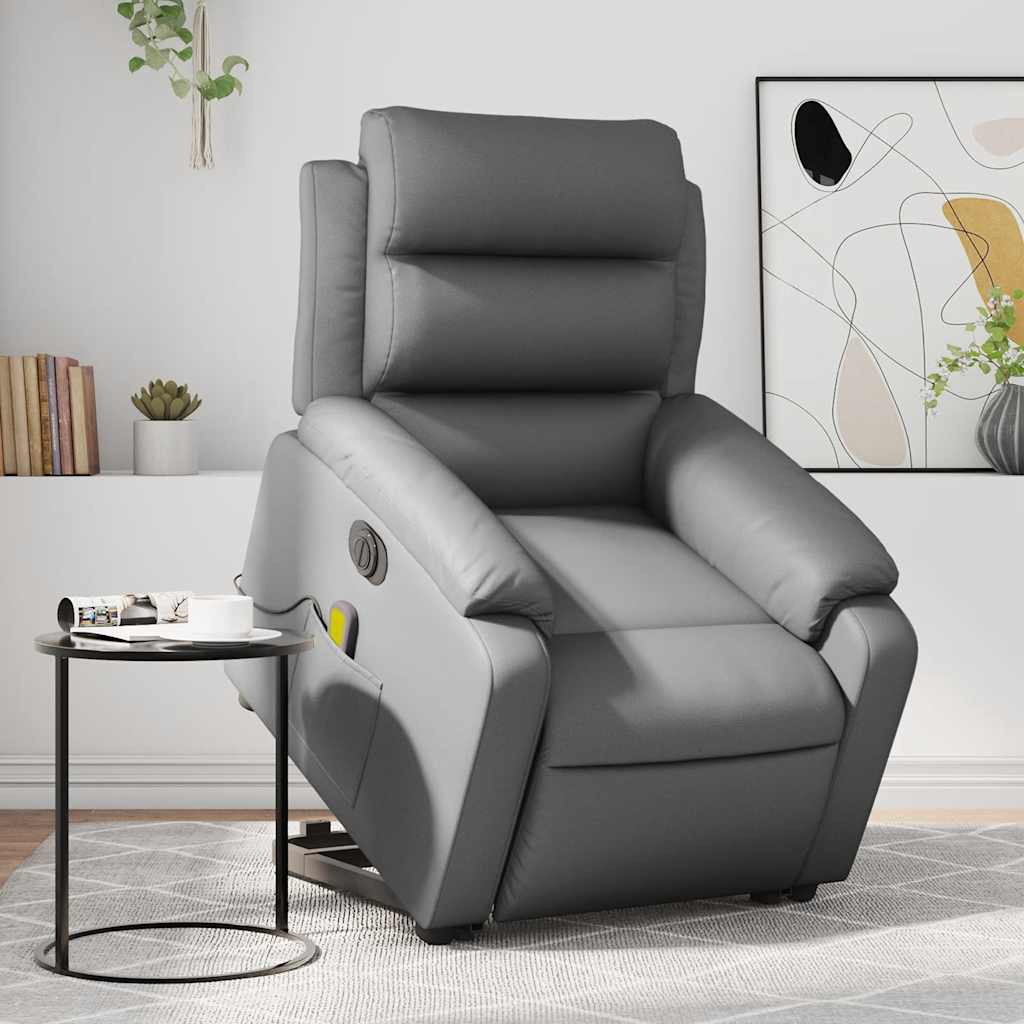 Fauteuil inclinable de massage électrique gris similicuir - XIOS