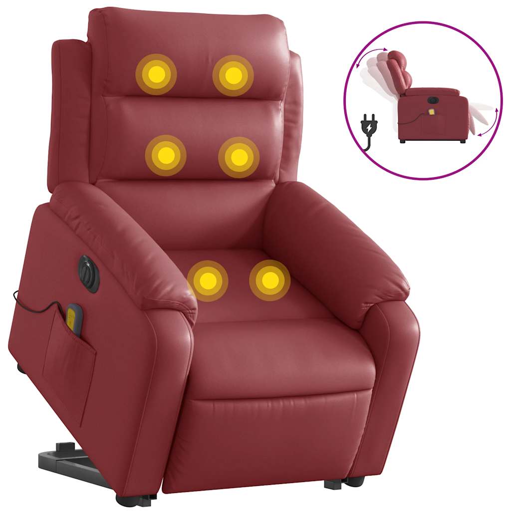 Fauteuil inclinable de massage électrique rouge bordeaux