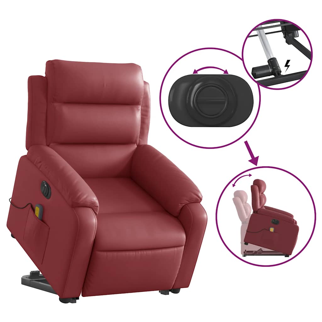 Fauteuil inclinable de massage électrique rouge bordeaux - XIOS