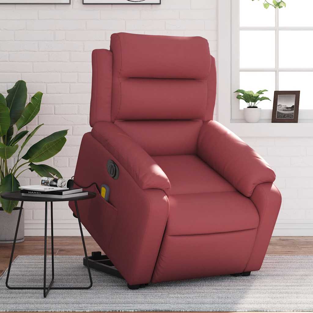 Fauteuil inclinable de massage électrique rouge bordeaux